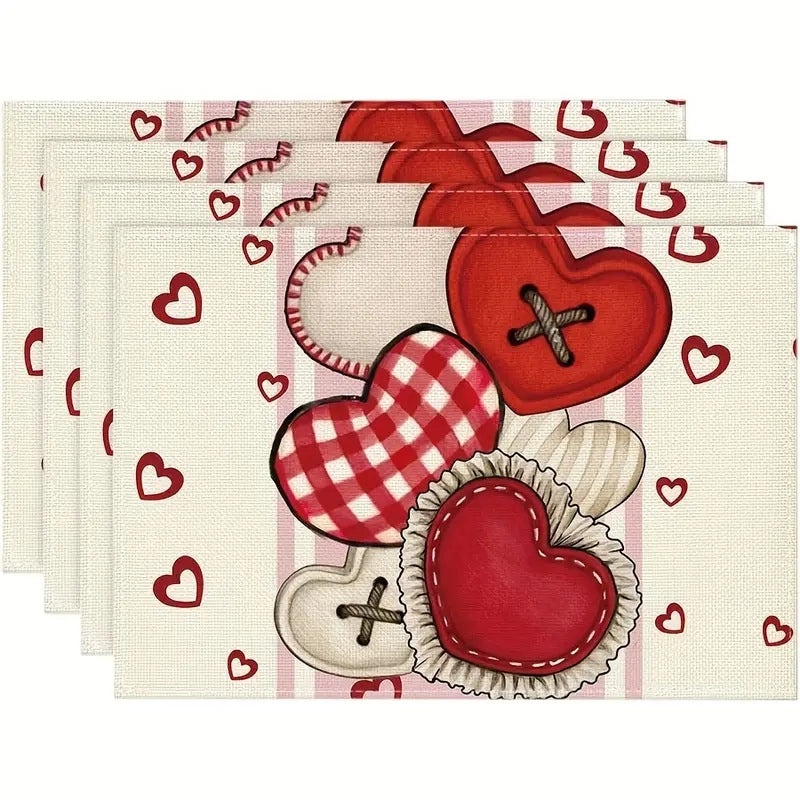 Romantic Heart-Shaped Rose Linen Cotton Blend Pillow Cover|Home Decor Accessories