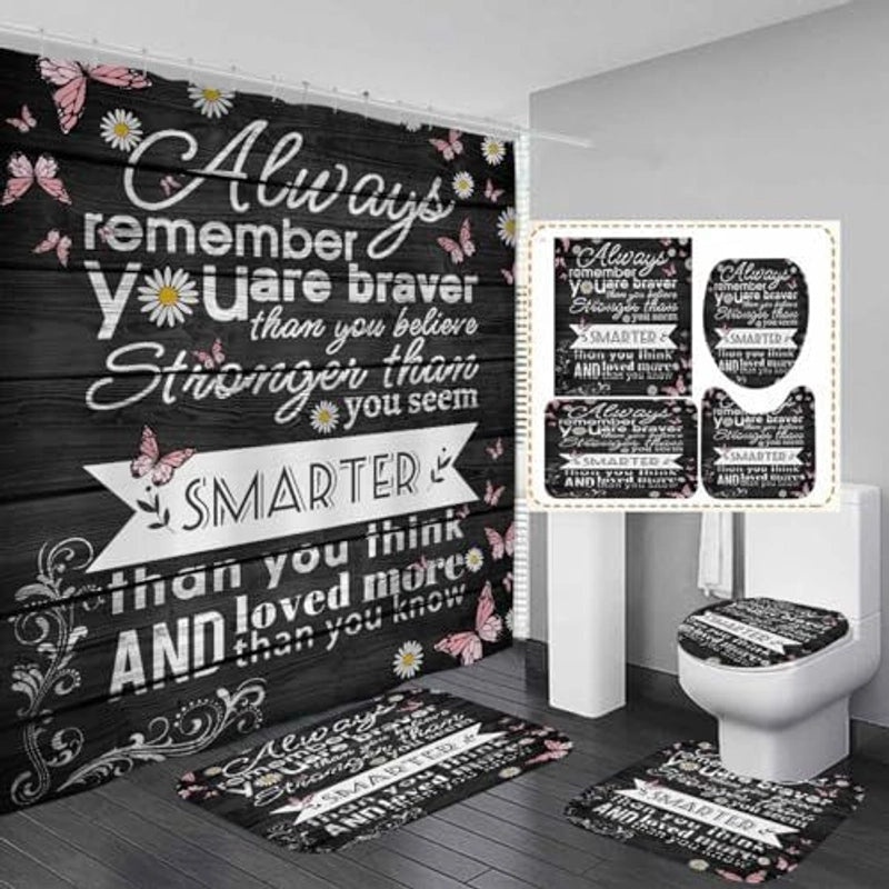 Minimalist Polyester Letter Pattern Shower Curtain for Bathroom Decor|Home & Bath Accessories