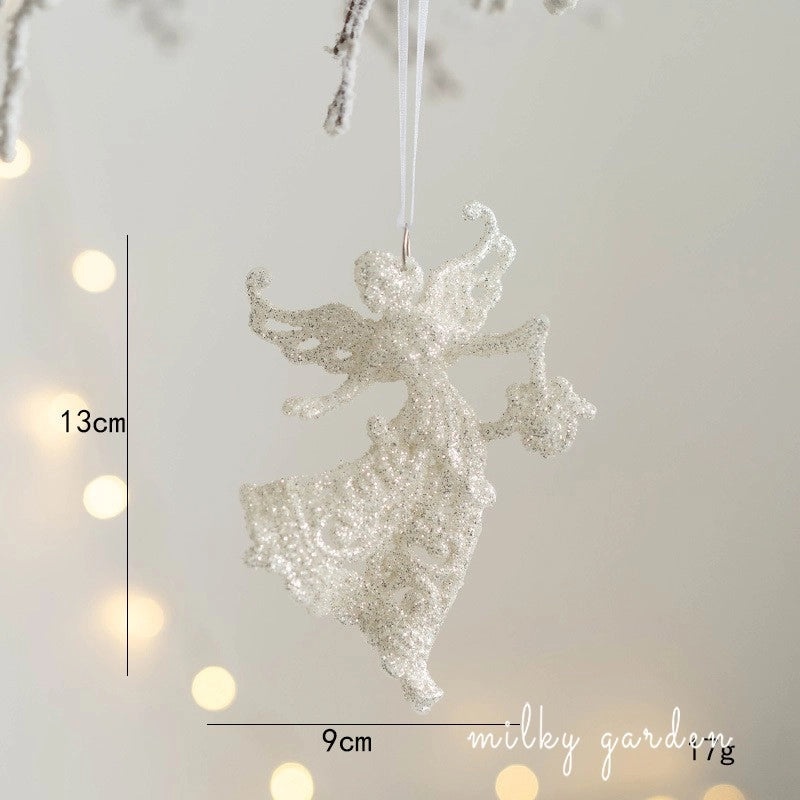 Milky Garden Glitter Christmas Tree Pendant Snowflake Star Angel Garland Hanging Ornament|Christmas Decorations