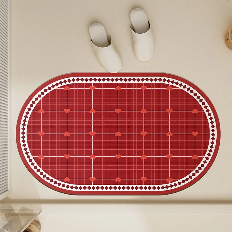 Elegant Heart-Shaped Solid Color Faux Leather Bath Floor Mat|Home Decor Bath Accessories