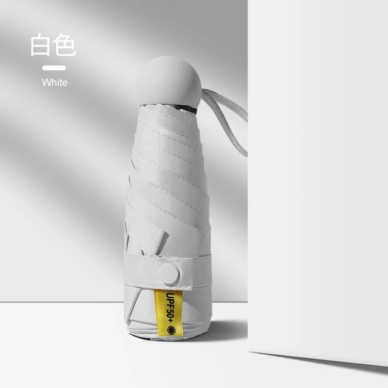 Contrast Color Folding Umbrella UV Protection Five-Rib Lightweight Compact Rain and Sunshade for Women|Umbrellas & Rain Gear