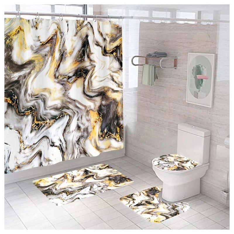 Modern Marble Pattern Polyester Shower Curtain for Bathroom|Bath & Shower Curtains