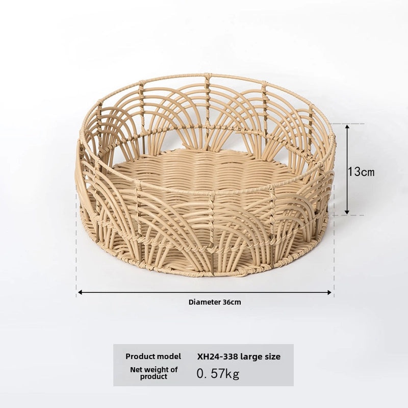 Handmade Rattan Desktop Storage Basket for Home Living Room Creative Sundries Organizer|Home Storage & Organization