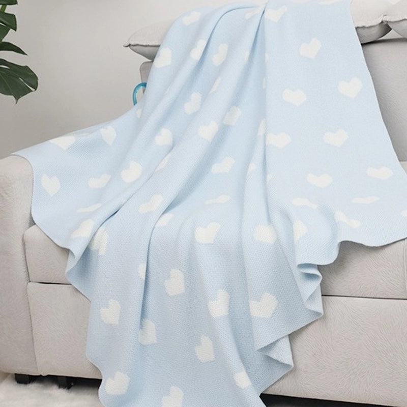 Cute Heart Stripe Acrylic Blanket for Cozy Bedding|Home & Living Bedding