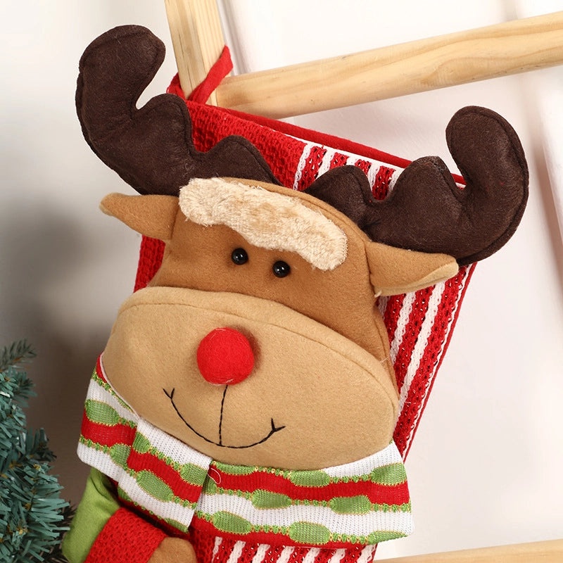 3D Doll Christmas Socks with Tree Bell and Reindeer Pendant | Christmas Home Wall Ornaments | Holiday Decoration Socks|Seasonal Decor