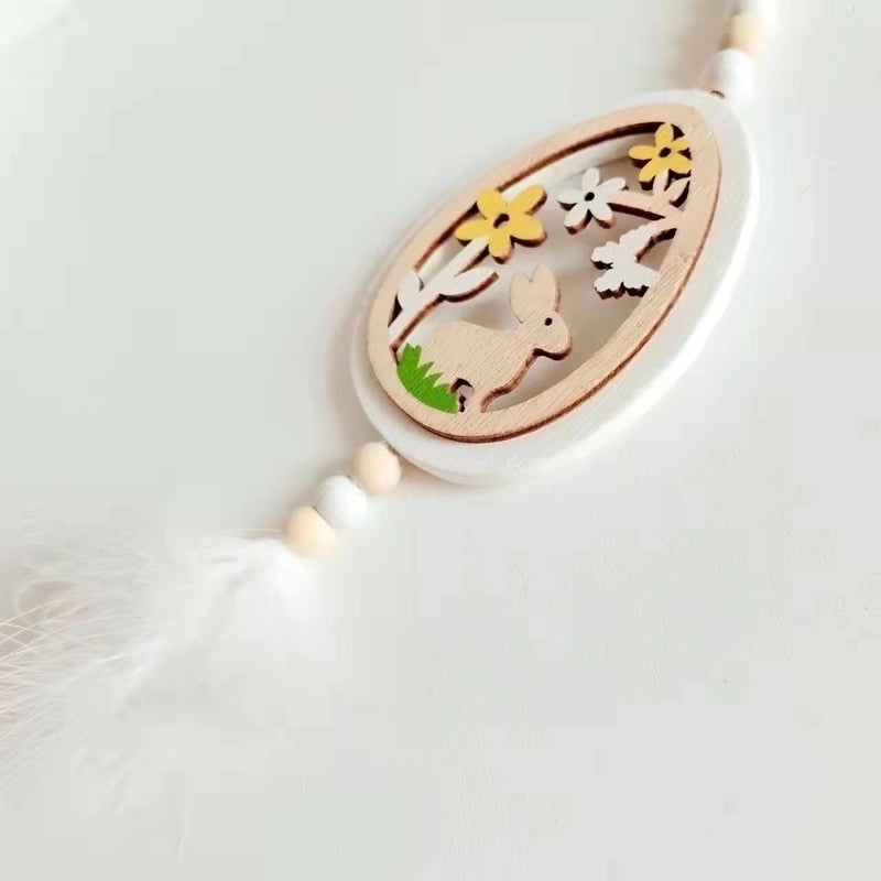 Rustic Rabbit Flower Butterfly Wooden Pendant Ornament|Home Decor Accessories