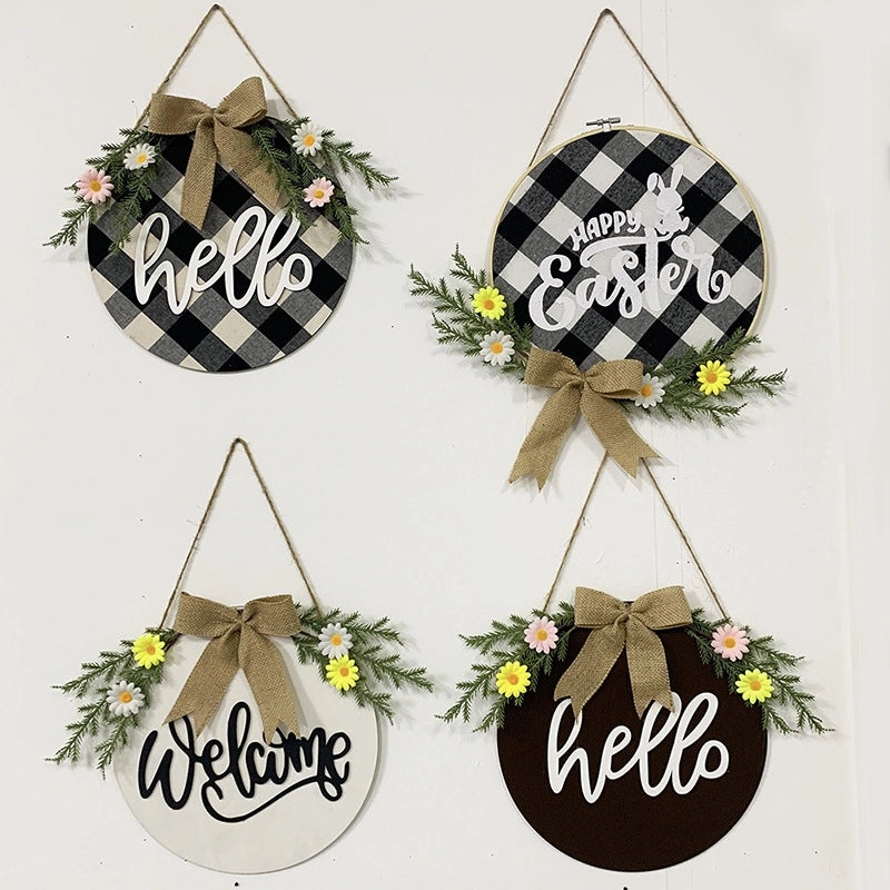 Easter Wreath 30cm Wooden Welcome Sign Door Pendant Spot Home Decoration Supplies|Home Decor