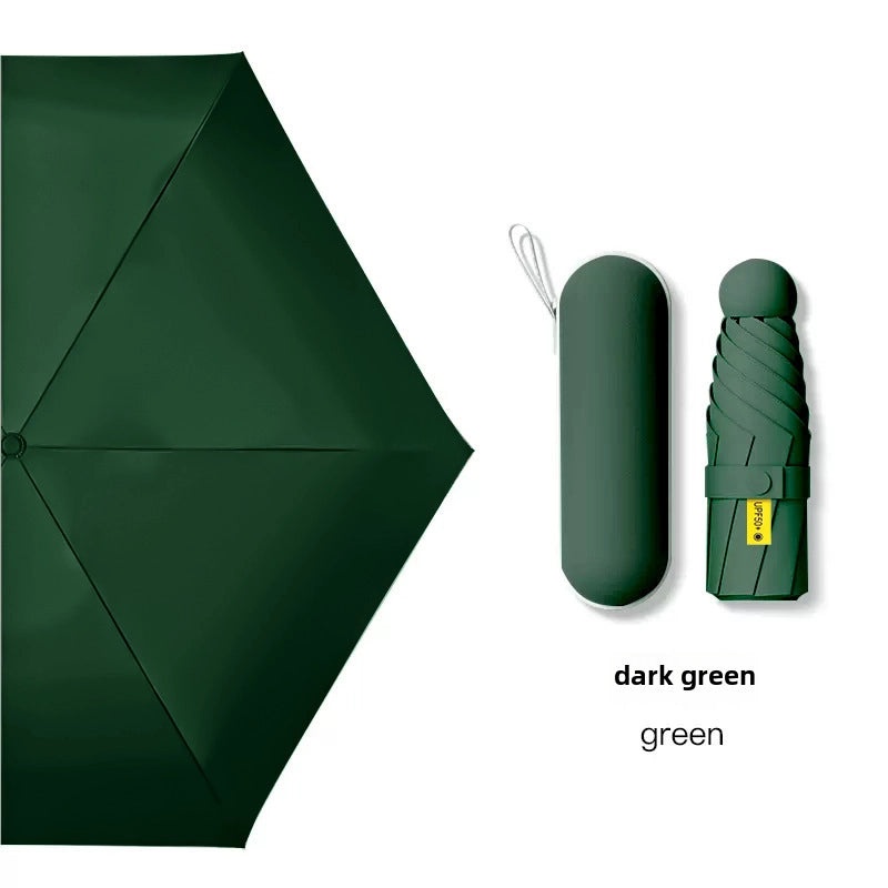 60% Foldable Sun Umbrella Women’s UV Protection Compact Portable Sunscreen Rainproof Dual-Use Mini Card Pocket|Umbrellas & Sun Protection
