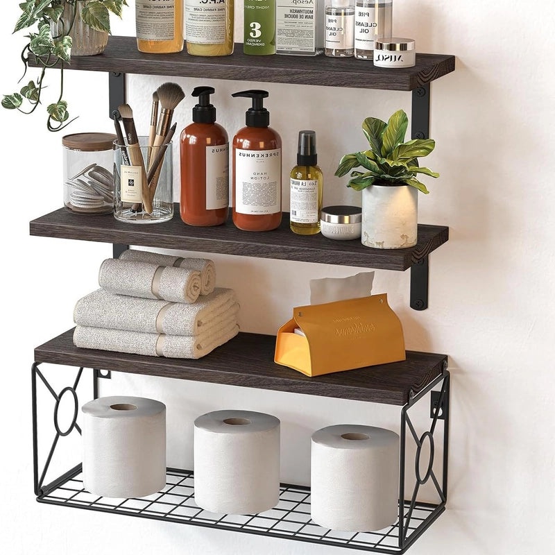 Solid Color Wood and Iron Storage Rack for Kitchen and Bathroom | Kitchen Storage