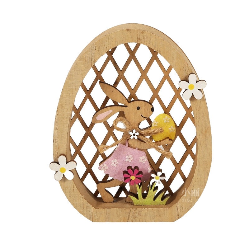 Creative Hollow Wooden Easter Rabbit Ornaments Desktop Carving Party Decorations | Home Decor & Seasonal Crafts