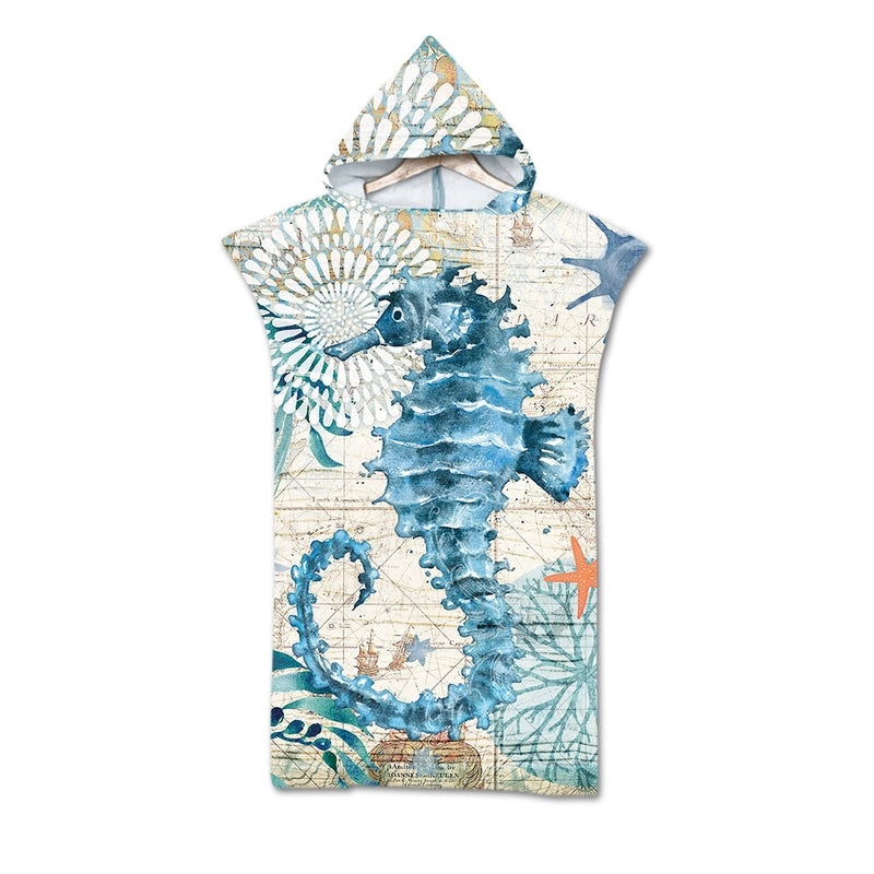 Geometric Print Hooded Beach Towel for Adults Soft Absorbent Cloak Bath Towels|Bath & Beach Towels