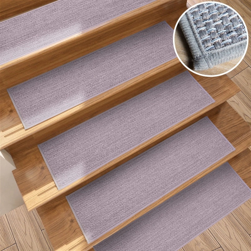 Japanese-style Non-slip Staircase Mat Imitation Linen Knitted Step Mat TPR Self-adhesive Silent Mat|Home Decor & Safety Accessories