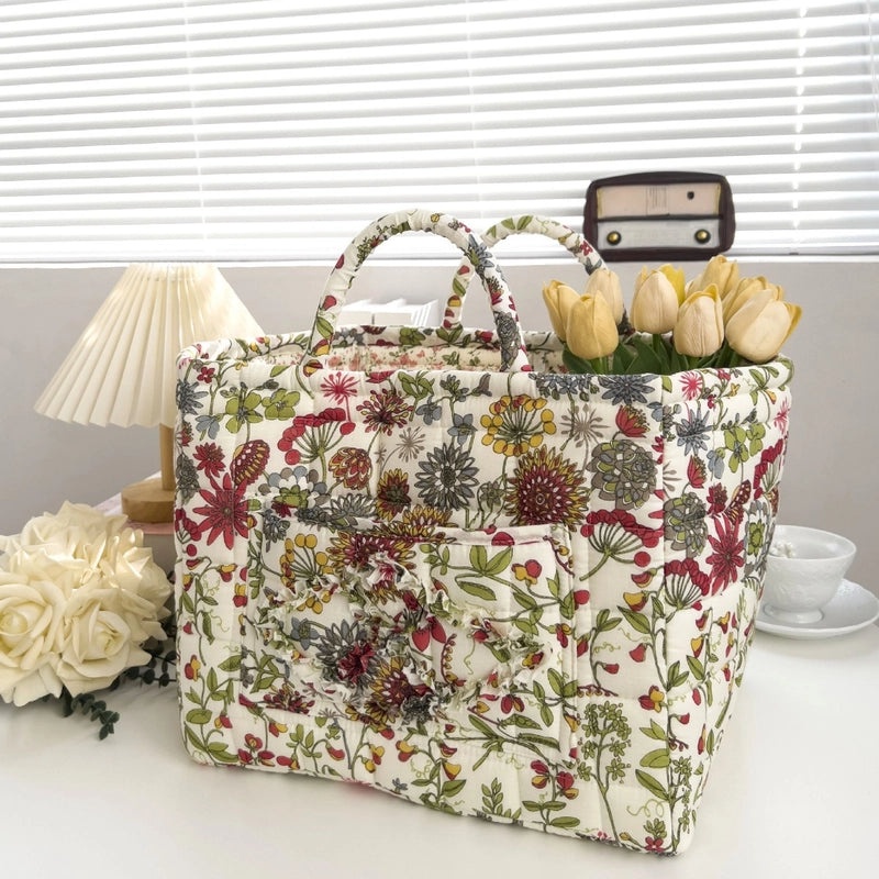 Floral Cotton Storage Basket for Home Organization|Home Storage & Organization