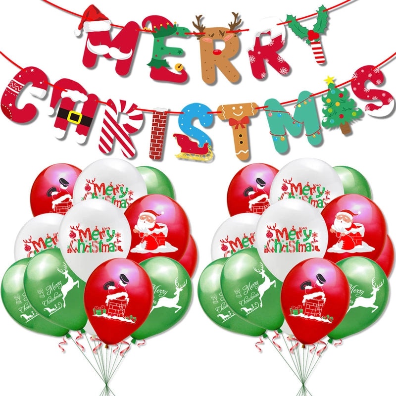 Cute Santa Claus Christmas Letter Emulsion Balloons for Holiday Party Decor|Holiday Party Decorations