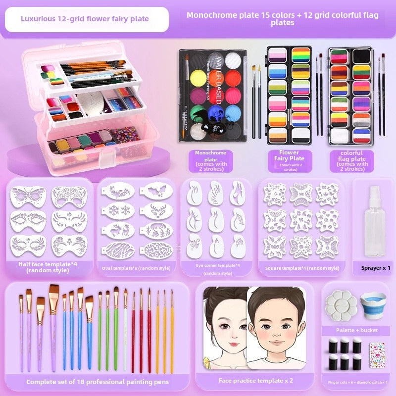 12-Color Face Paint Set for Kids Water-Soluble Safe Halloween Body Makeup|Children's Face Paint & Body Art