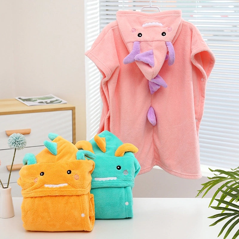 Kids Hooded Dinosaur Bath Towel Soft Absorbent Baby Bathrobe Cute Wearable Cape|Baby & Kids Bath Accessories