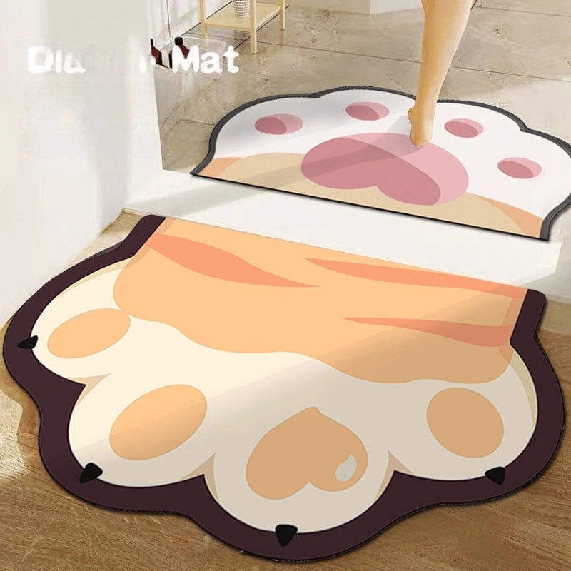 Absorbent Diatom Mud Bathroom Mat Non-slip Soft Floor Mat Toilet Door Rug Cute Cat Claw Design|Home & Living Bath Rugs