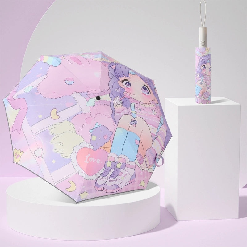 Kids Automatic Folding Umbrella with Anti-Rebound, Vinyl Material and Reflective Strip | Children's Umbrellas