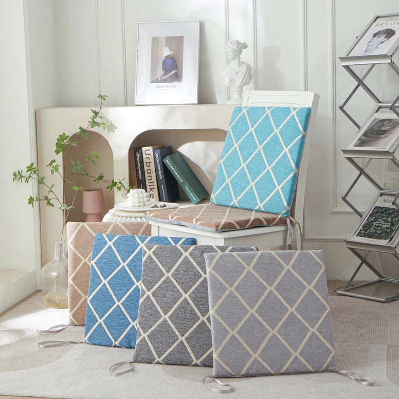 Soft Cotton Chenille Rhombus Seat Cushion Minimalist Design|Home Decor & Seating Accessories
