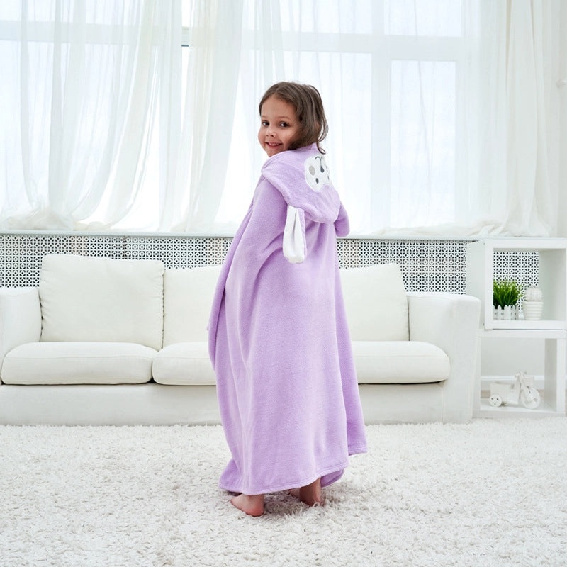 Kids Hooded Coral Fleece Bathrobe Soft Wearable Bath Towel Cartoon Swim Cloak New Arrival|Baby Bathrobes & Towels