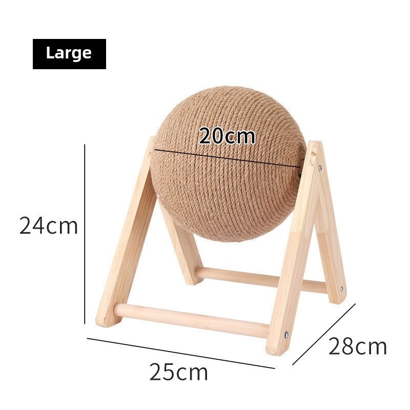 Durable Wooden Cat Scratching Post with Hand-Wound Rope Ball and Climbing Frame for Pets|Cat Toys & Accessories