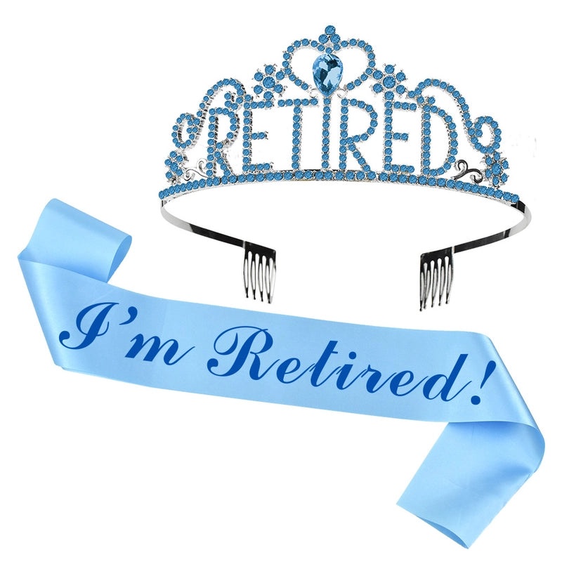 Retirement Party Hair Band and Shoulder Strap Set Pink I'm Retired Etiquette Belt with Retirement Crown|Party Accessories