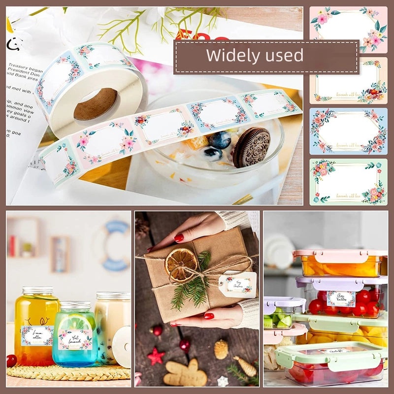 Floral Handwritten Blank Name Labels Roll 250 Sheets | Kitchen Storage & Organization Stickers | Home & Garden | Kitchen Supplies