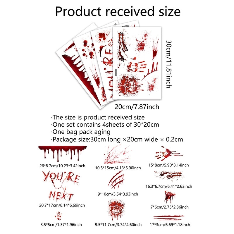 Halloween Skull Blood Stain PVC Wall Sticker for Casual Home Decor|Halloween Decorations