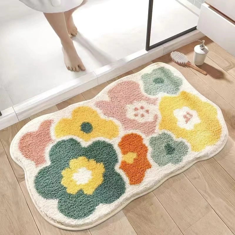 Geometric Floral Cashmere Feel Carpet for Bedding | Home Decor