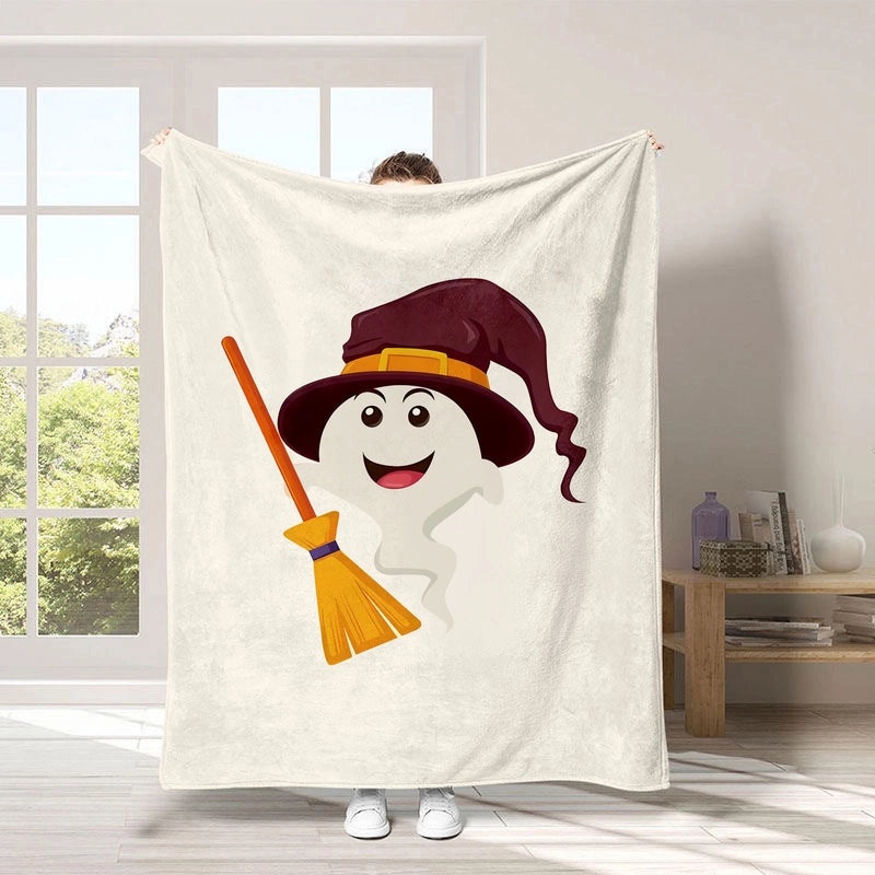 Halloween Pumpkin Bat Blanket Cozy Polyester Throw for Couch Sofa Decor | Home Decor & Seasonal Accessories