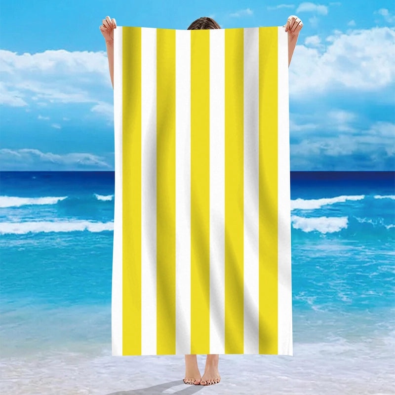 Personalized Single-Sided Velvet Microfiber Beach Towel with Striped Pattern|Beach Towels