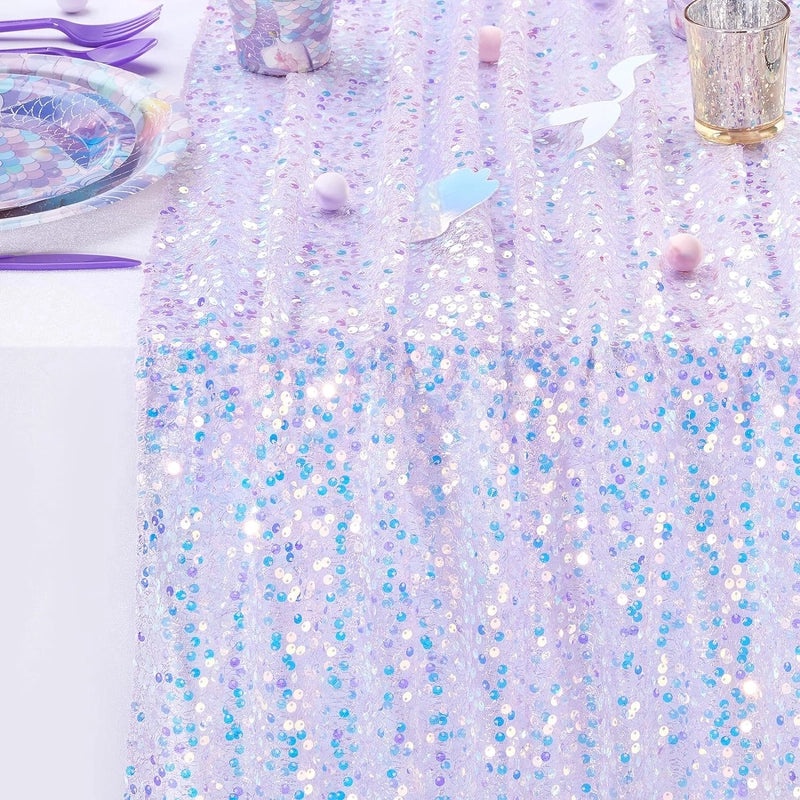 Mermaid Sequin Table Flag for Girls Birthday Party, Wedding & Holiday Decoration | Party Supplies