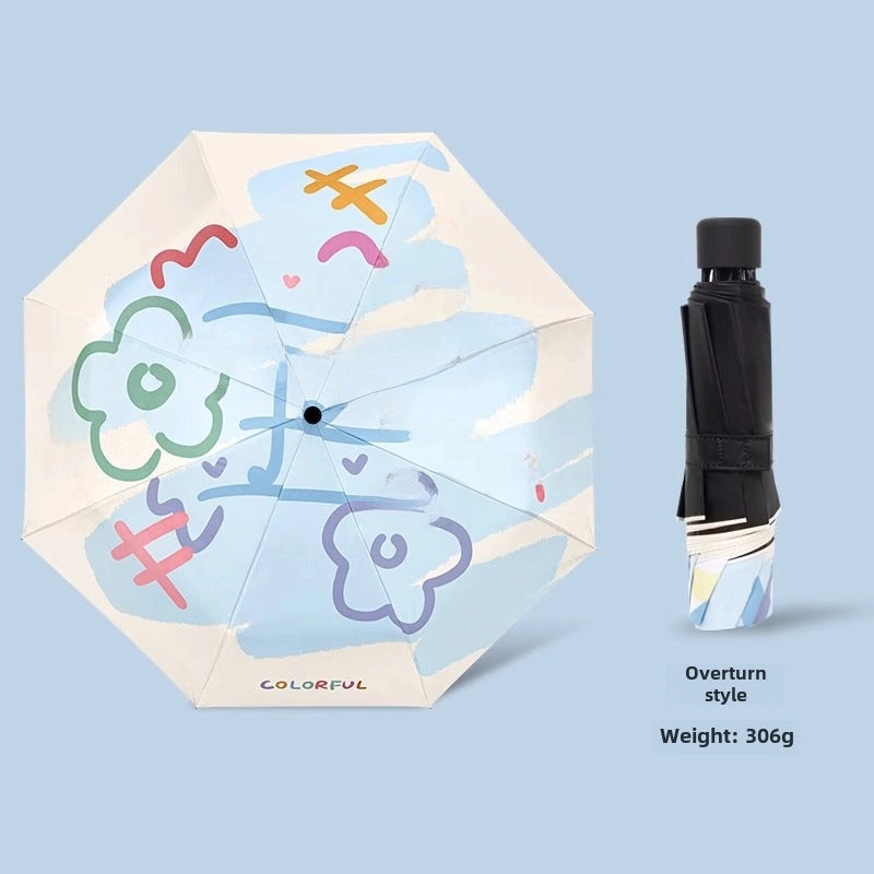 Dual-use Automatic Folding Umbrella for Women | Sun & Rain Protection UV Shield | Portable High-Grade Black Coating | Umbrellas