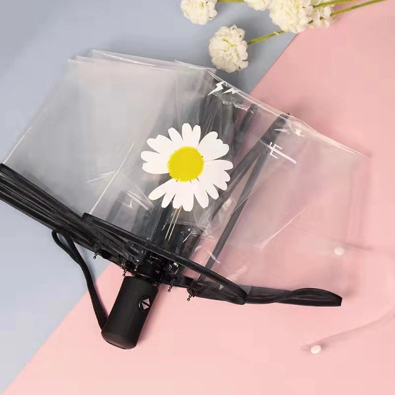 Transparent Automatic Umbrella for Women and Kids Large Clear Rain Protection Printed Logo Customizable|Umbrellas & Rain Gear