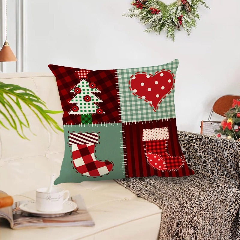 Nordic Christmas Linen Pillow Covers with Snowflake Tree Design | Home Decor & Sofa Accessories