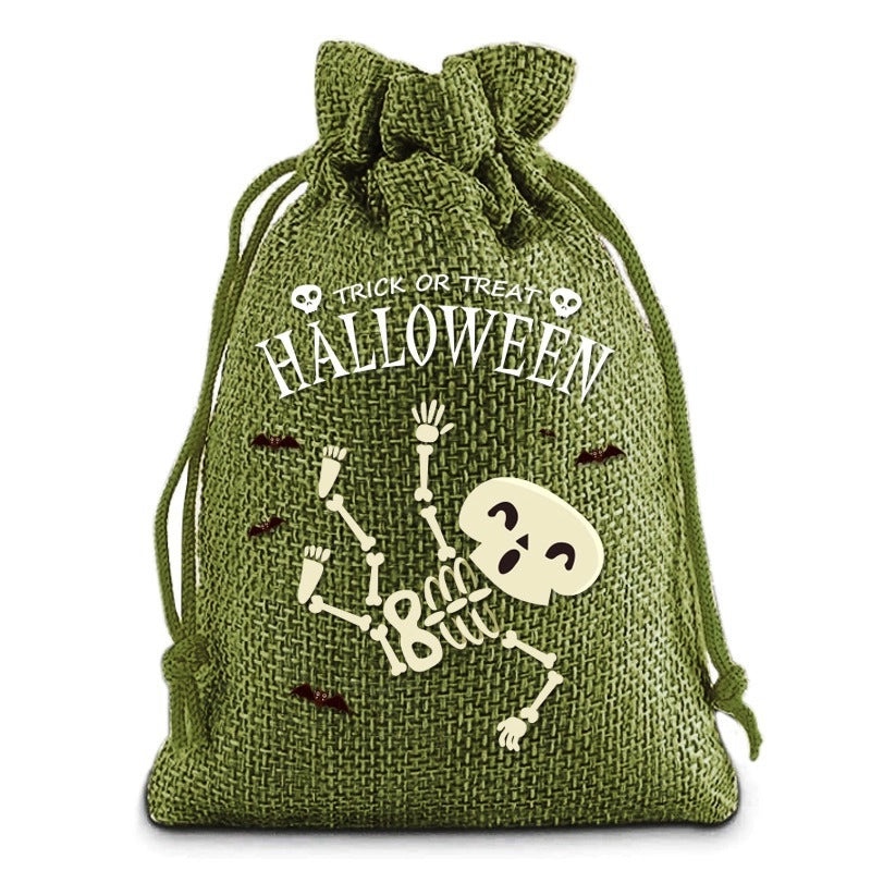 Funny Halloween Pumpkin Skull Linen Gift Bags | Party Supplies
