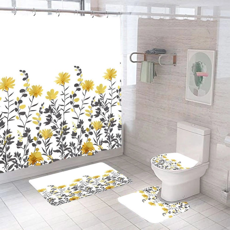 Minimalist Botanical Mushroom Polyester Shower Curtain for Bathroom Decor|Home & Living Shower Curtains