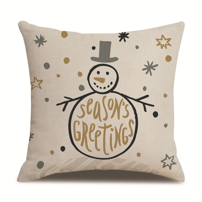 Minimalist Christmas Tree and Snowman Linen Pillow Covers | Home Decor & Sofa Accessories