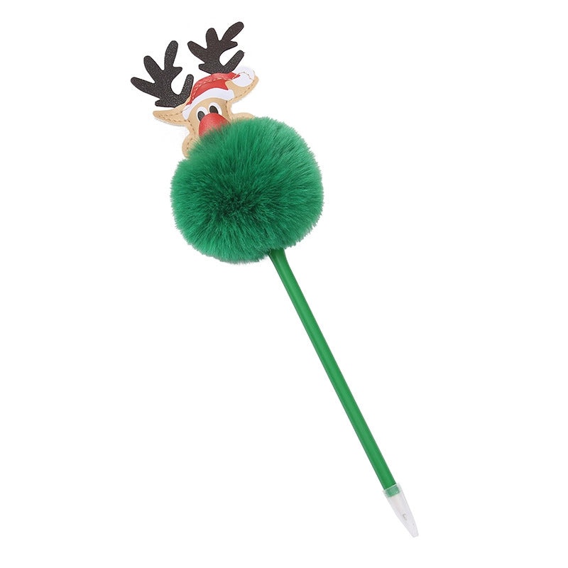 Cute Elk Christmas Ballpoint Pen with Hairball | Stationery & Office Supplies