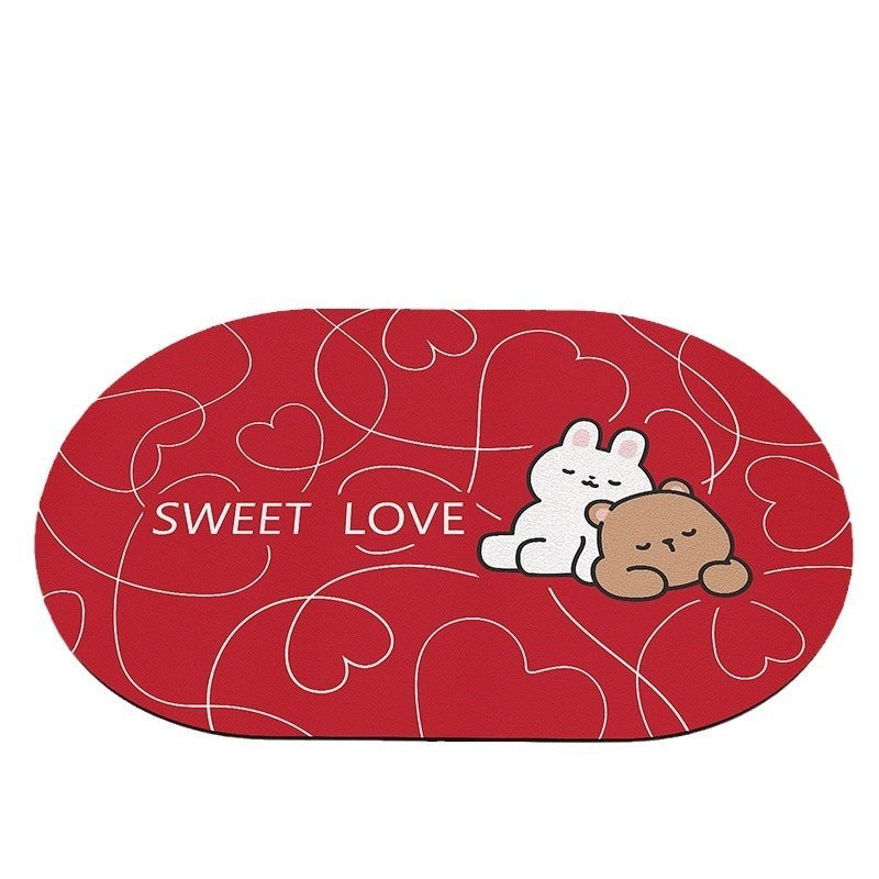 Cute Rabbit Heart Shaped Diatomaceous Earth Bath Floor Mat | Home & Bath Accessories