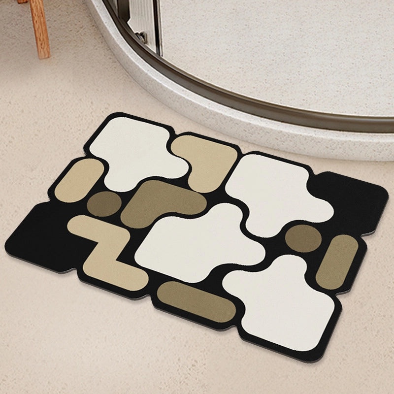 Geometric Diatom Mud Absorbent Bath Mat Non-Slip Soft Bathroom Rug|Bath Accessories