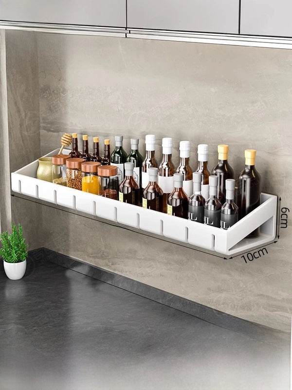 Punch-free Wall-mounted Kitchen Storage Rack Gray Seasoning Holder Space-saving Organizer|Kitchen Storage