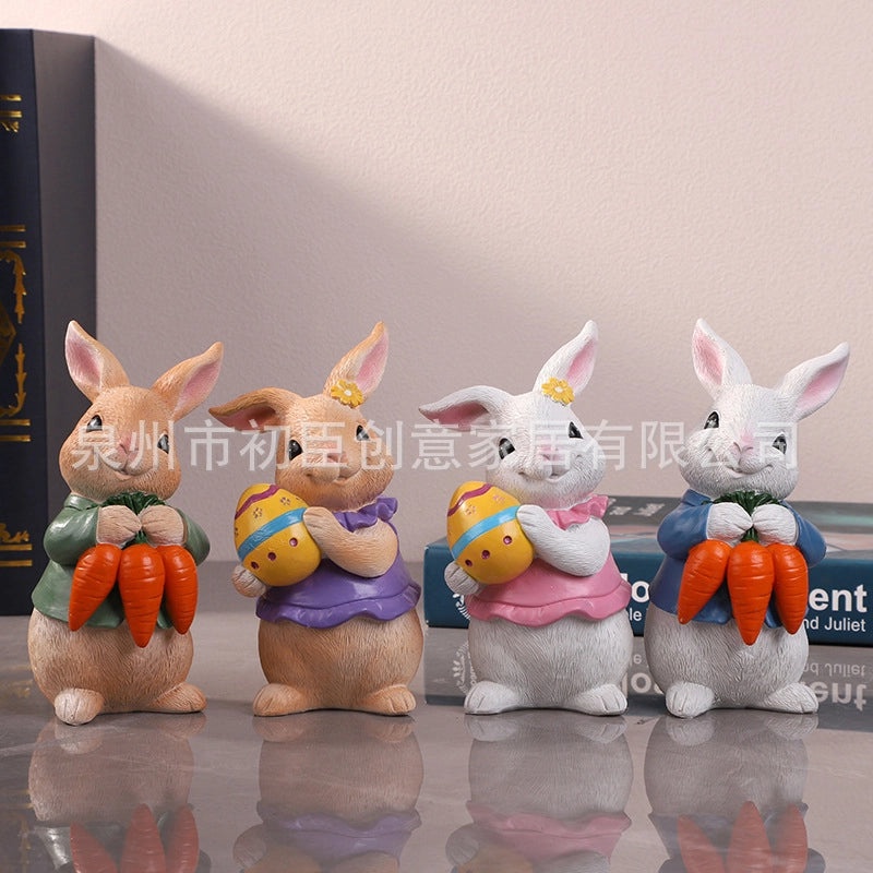 Easter Bunny Resin Figurine Cartoon Style Spring Holiday Table Decor 1 Piece|Home Decor