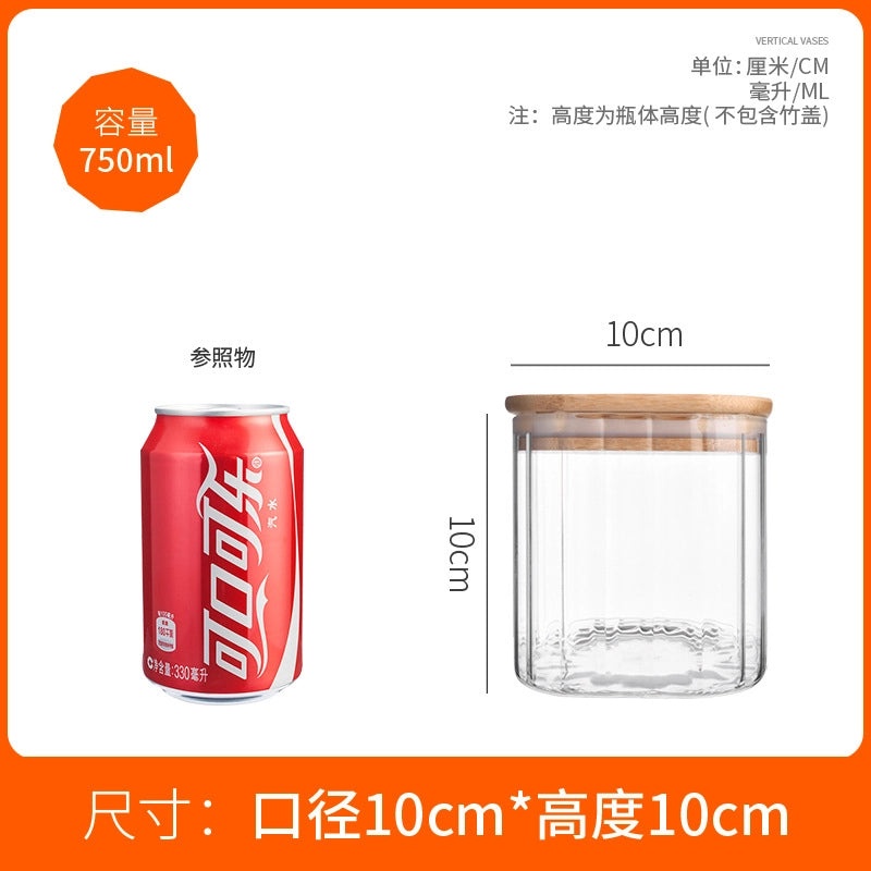 Elegant Striped Glass Storage Tank for Casual Chinoiserie Style|Home Storage & Organization