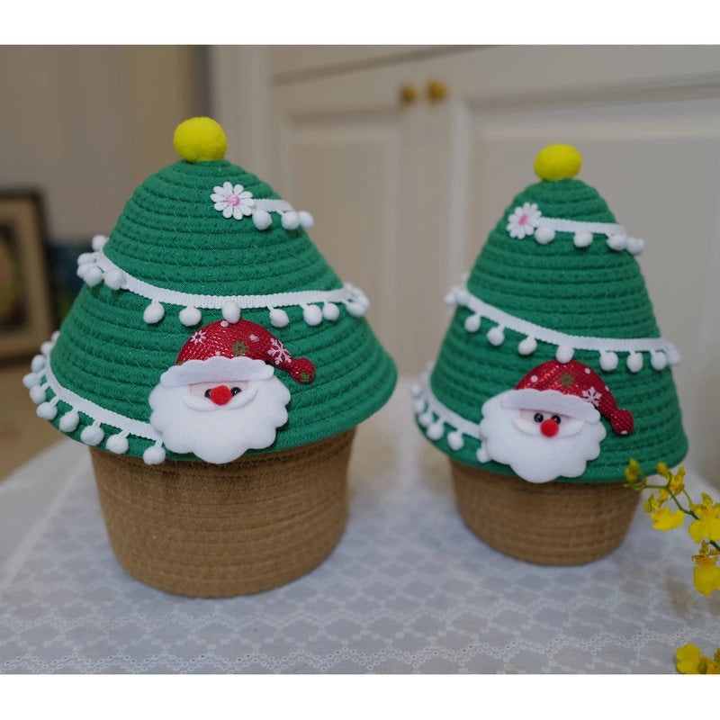 Festive Christmas Tree Cotton Rope Basket for Storage|Home Storage & Organization