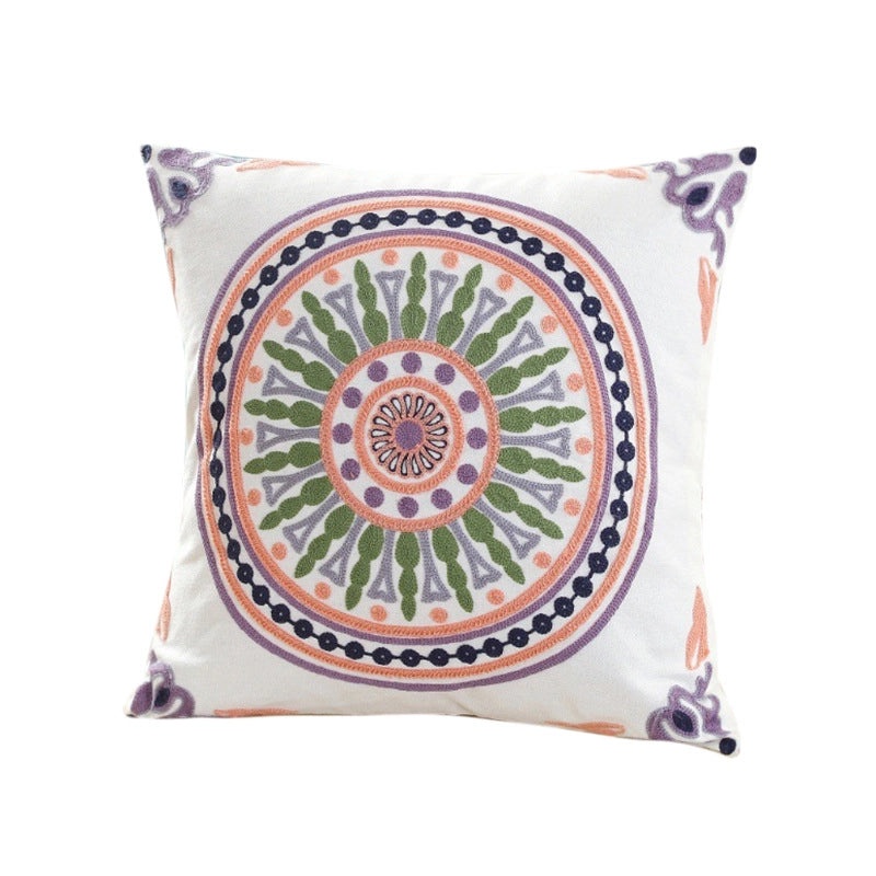 Embroidered Cotton Floral Cushion Cover Soft Decorative Pillow Case for Sofa Bedside Home Decor|Home Decor & Pillows