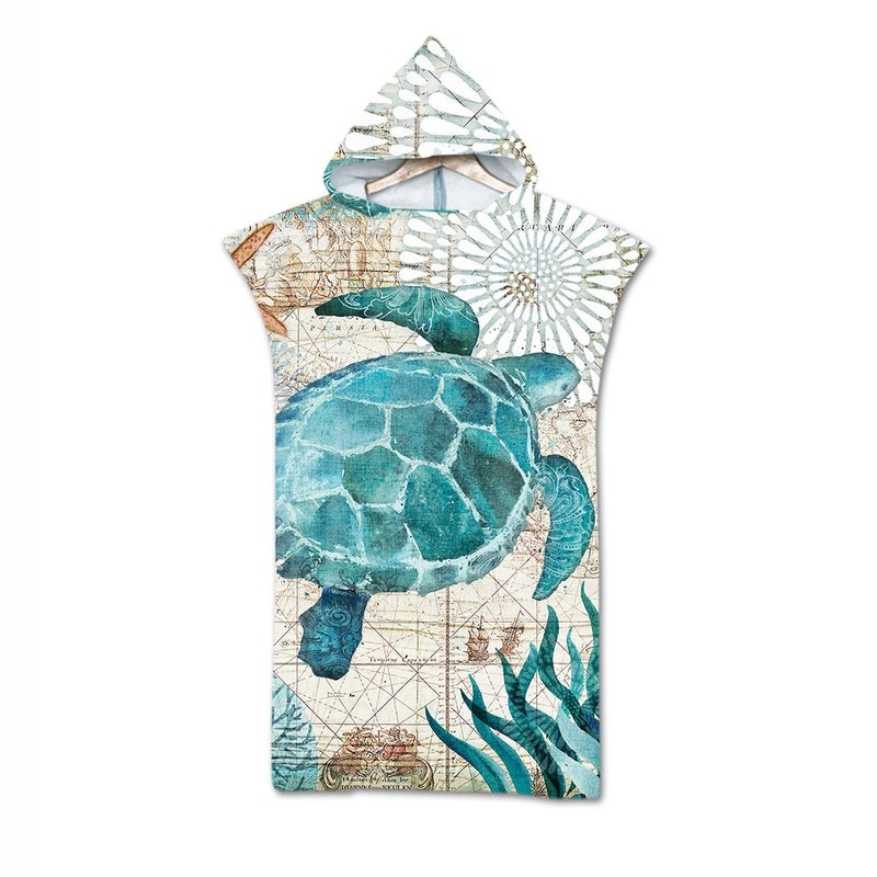 Geometric Print Hooded Beach Towel for Adults Soft Absorbent Cloak Bath Towels|Bath & Beach Towels
