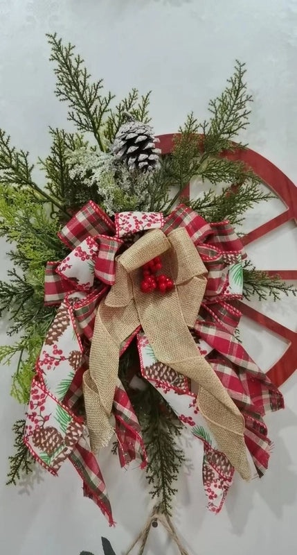 Meimei Wooden Wheel Ornament Hanging Decoration for Door Window Christmas Holiday Garland Pendant|Home Decor Accessories
