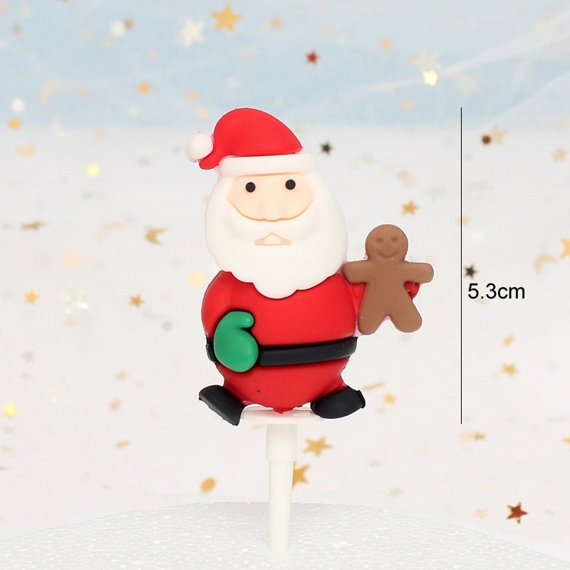 Christmas Cake Decoration Set Soft Glue Plug-in Christmas Tree Santa Snowman Reindeer Holiday Decor|Christmas Cake Decorations