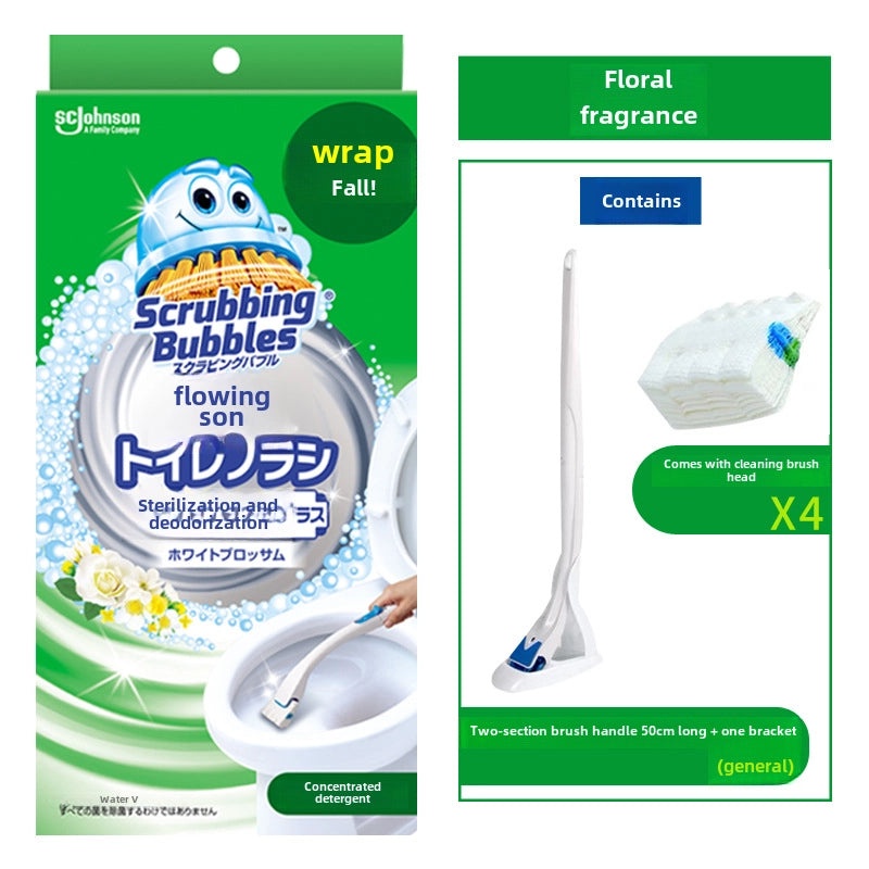 Japanese SC Johnson Disposable Toilet Brush with Cleaner & Replacement Head | Home Cleaning Supplies